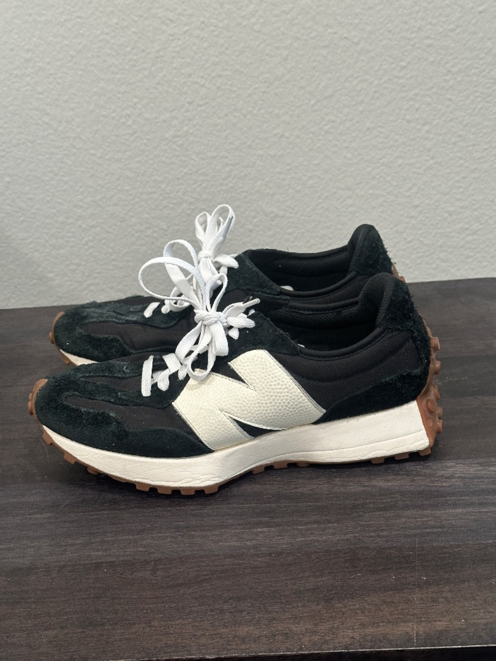 New Balance 327 in black and white